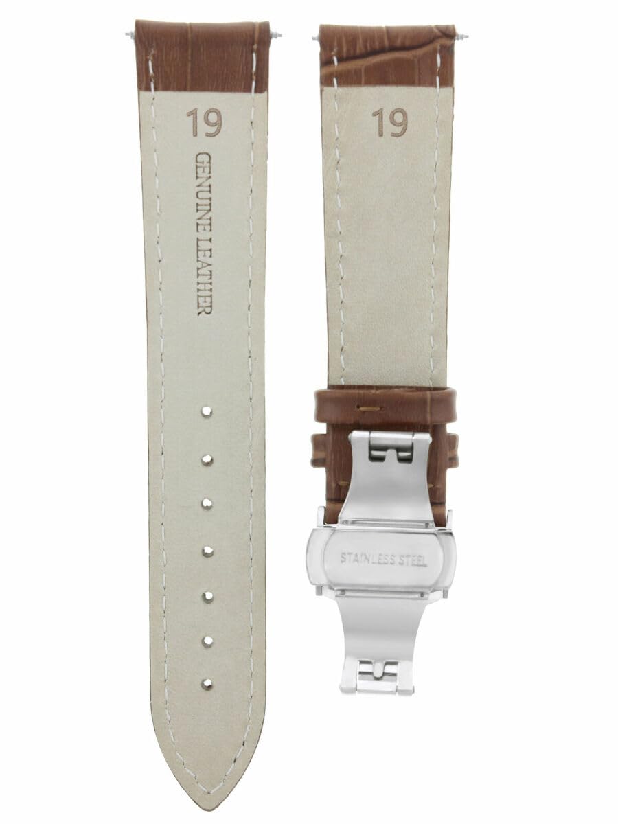 Ewatchparts 19MM LEATHER WATCH BAND FOR IWC TOP GUN PILOT PORTUGUES DEPLOY CLASP LIGHT BROWN