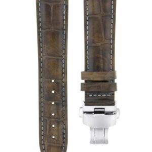 Ewatchparts 19MM LEATHER WATCH BAND FOR IWC TOP GUN PILOT PORTUGUES DEPLOY CLASP LIGHT BROWN