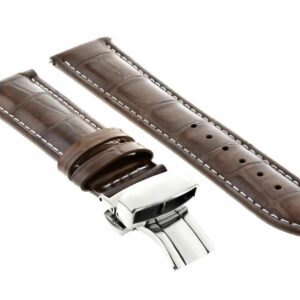 Ewatchparts 19MM LEATHER WATCH BAND FOR IWC TOP GUN PILOT PORTUGUES DEPLOY CLASP LIGHT BROWN