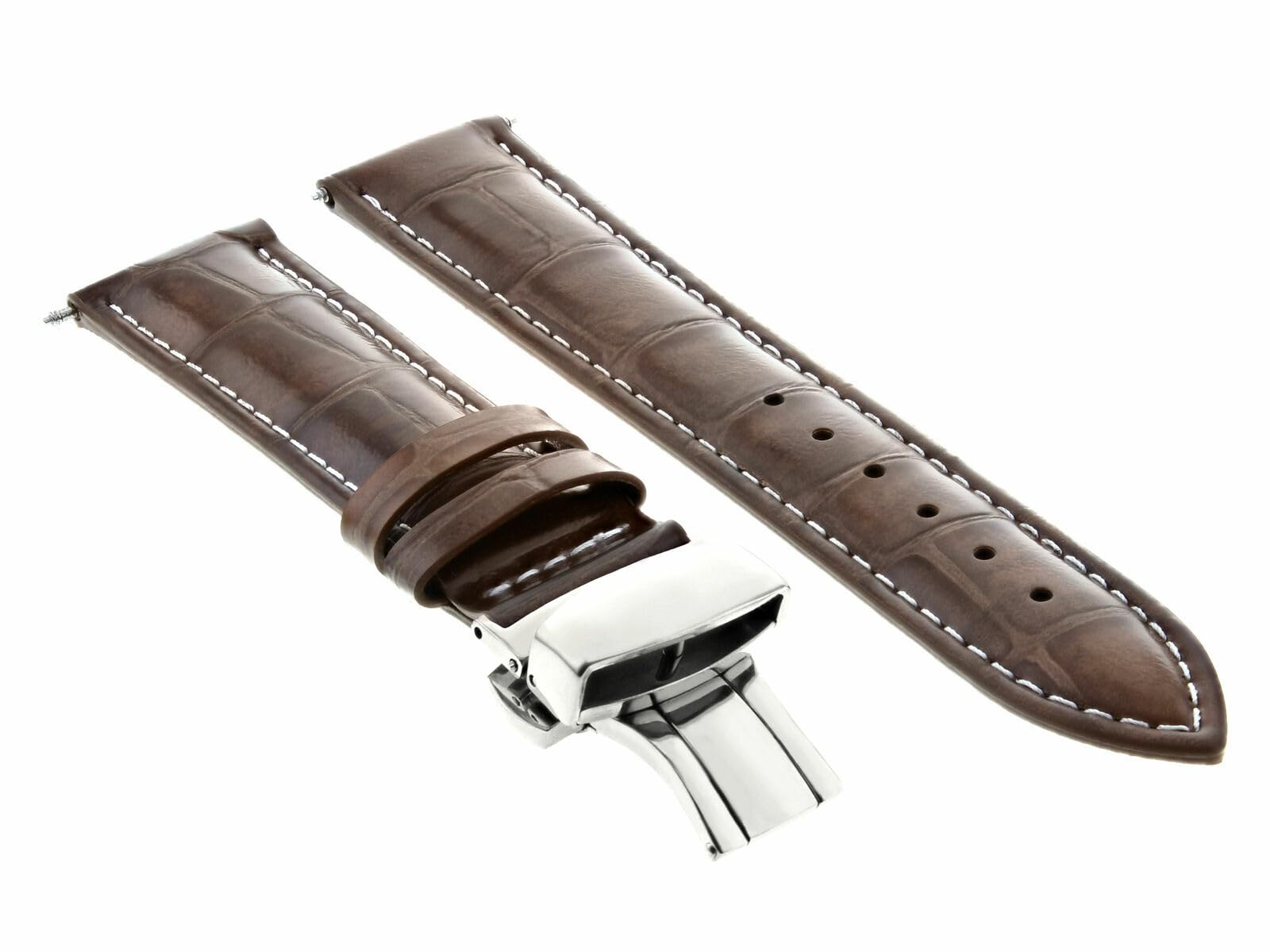 Ewatchparts 19MM LEATHER WATCH BAND FOR IWC TOP GUN PILOT PORTUGUES DEPLOY CLASP LIGHT BROWN