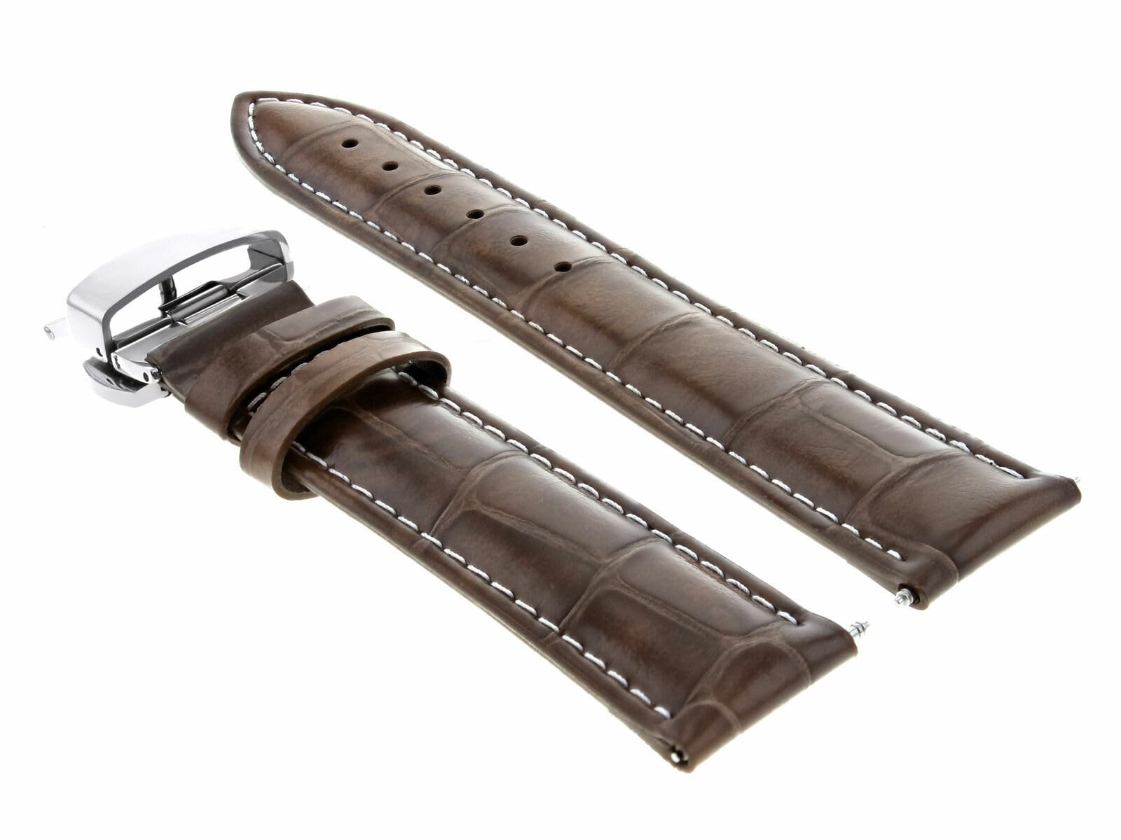 Ewatchparts 19MM LEATHER WATCH BAND FOR IWC TOP GUN PILOT PORTUGUES DEPLOY CLASP LIGHT BROWN