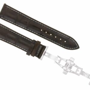 Ewatchparts 18MM LEATHER WATCH STRAP BAND COMPATIBLE WITH IWC PILOT PORTUGUES DEPLOY CLASP D/BROWN WS