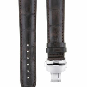 Ewatchparts 18MM LEATHER STRAP BAND COMPATIBLE WITH IWC AQUATIMER BIG PILOT PORTUGUES CLASP DARK BROWN