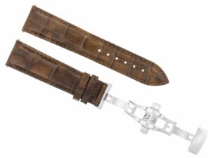 ewatchparts 19mm leather watch strap band deployment buckle compatible with iwc pilot top gun l/brown