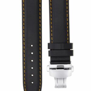 Ewatchparts 20MM SMOOTH LEATHER WATCH BAND STRAP DEPLOYMENT BUCKLE CLASP COMPATIBLE WITH IWC BLACK OS