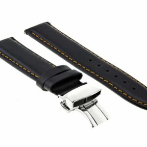 Ewatchparts 20MM SMOOTH LEATHER WATCH BAND STRAP DEPLOYMENT BUCKLE CLASP COMPATIBLE WITH IWC BLACK OS