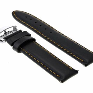 Ewatchparts 20MM SMOOTH LEATHER WATCH BAND STRAP DEPLOYMENT BUCKLE CLASP COMPATIBLE WITH IWC BLACK OS