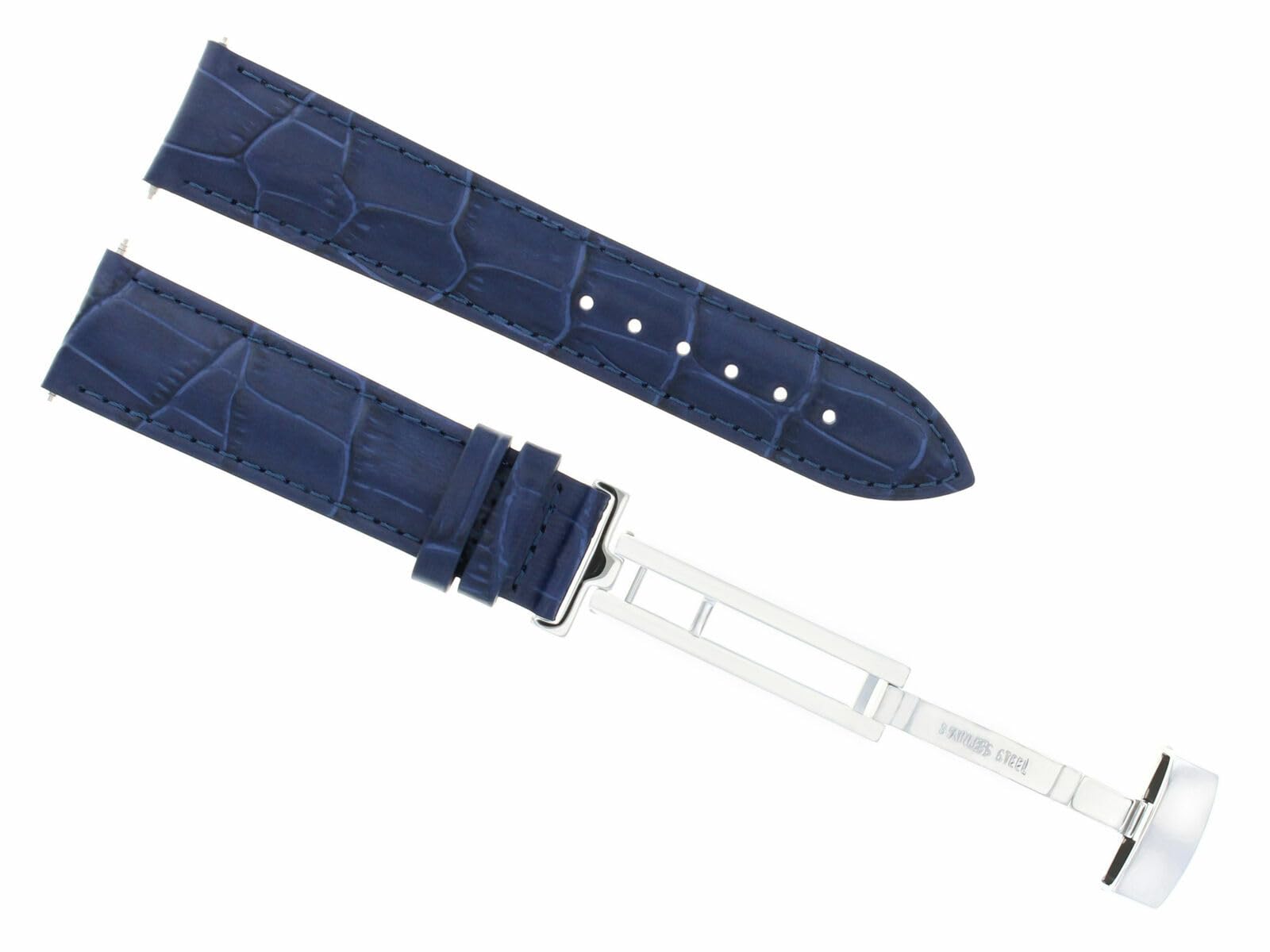 Ewatchparts 22MM LEATHER WATCH STRAP BAND COMPATIBLE WITH IWC PILOT PORTUGUESE + DEPLOYMENT CLASP BLUE