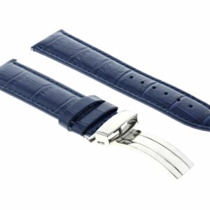 Ewatchparts 22MM LEATHER WATCH STRAP BAND COMPATIBLE WITH IWC PILOT PORTUGUESE + DEPLOYMENT CLASP BLUE