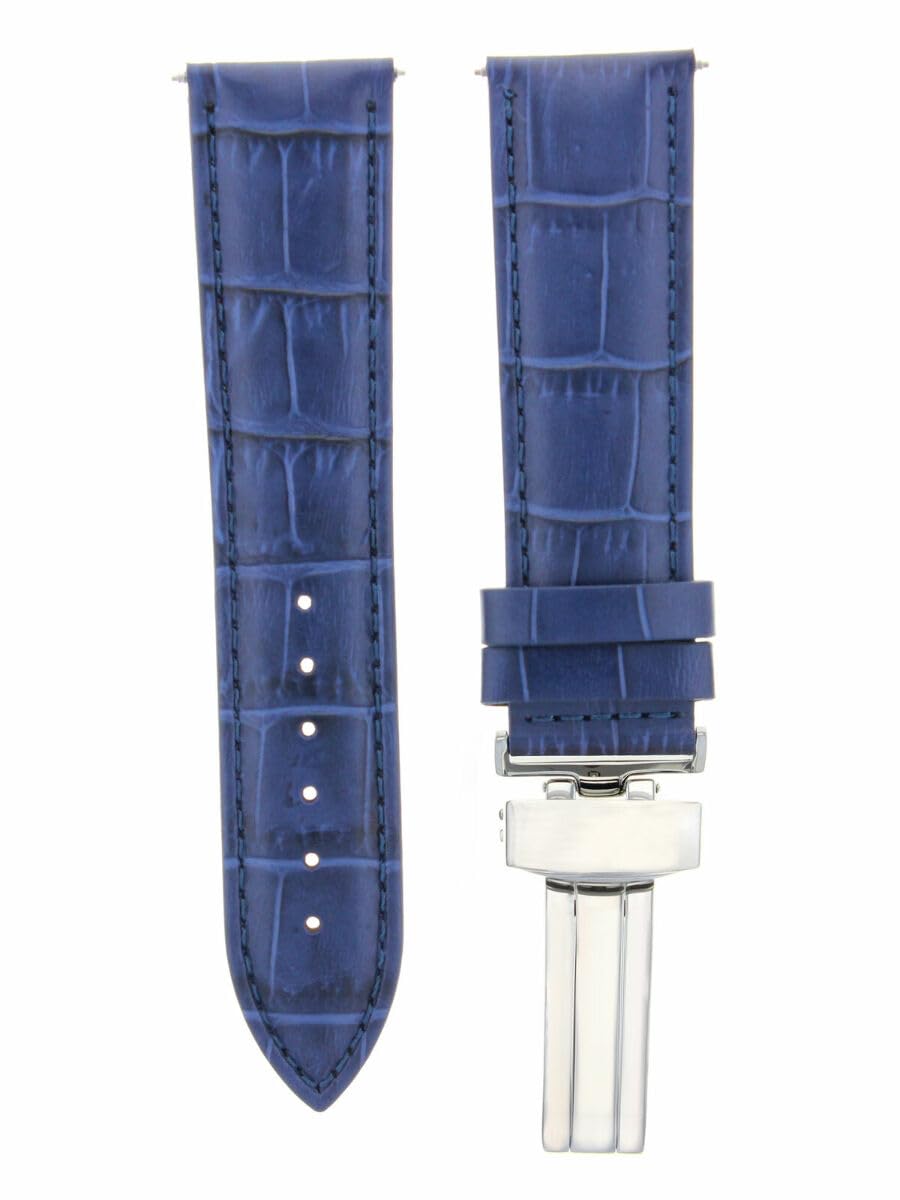 Ewatchparts 22MM LEATHER WATCH STRAP BAND COMPATIBLE WITH IWC PILOT PORTUGUESE + DEPLOYMENT CLASP BLUE