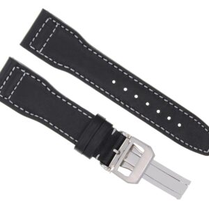 Ewatchparts 23MM LEATHER WATCH STRAP BAND COMPATIBLE WITH IWC PORTUGUESE PILOT AQUATIMER CLASP BLACK WS