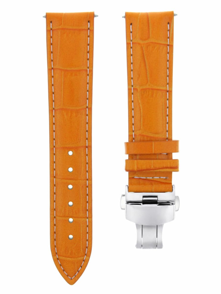 Ewatchparts 22MM LEATHER WATCH BAND STRAP COMPATIBLE WITH MENS IWC TOP GUN DEPLOYMENT CLASP ORANGE WS