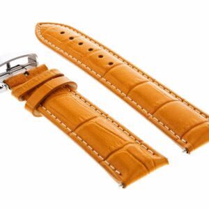 Ewatchparts 22MM LEATHER WATCH BAND STRAP COMPATIBLE WITH MENS IWC TOP GUN DEPLOYMENT CLASP ORANGE WS