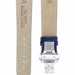 Ewatchparts 24MM BLUE LEATHER WATCH BAND STRAP DEPLOYMENT CLASP BUCKLE COMPATIBLE WITH IWC PILOT TOP GUN