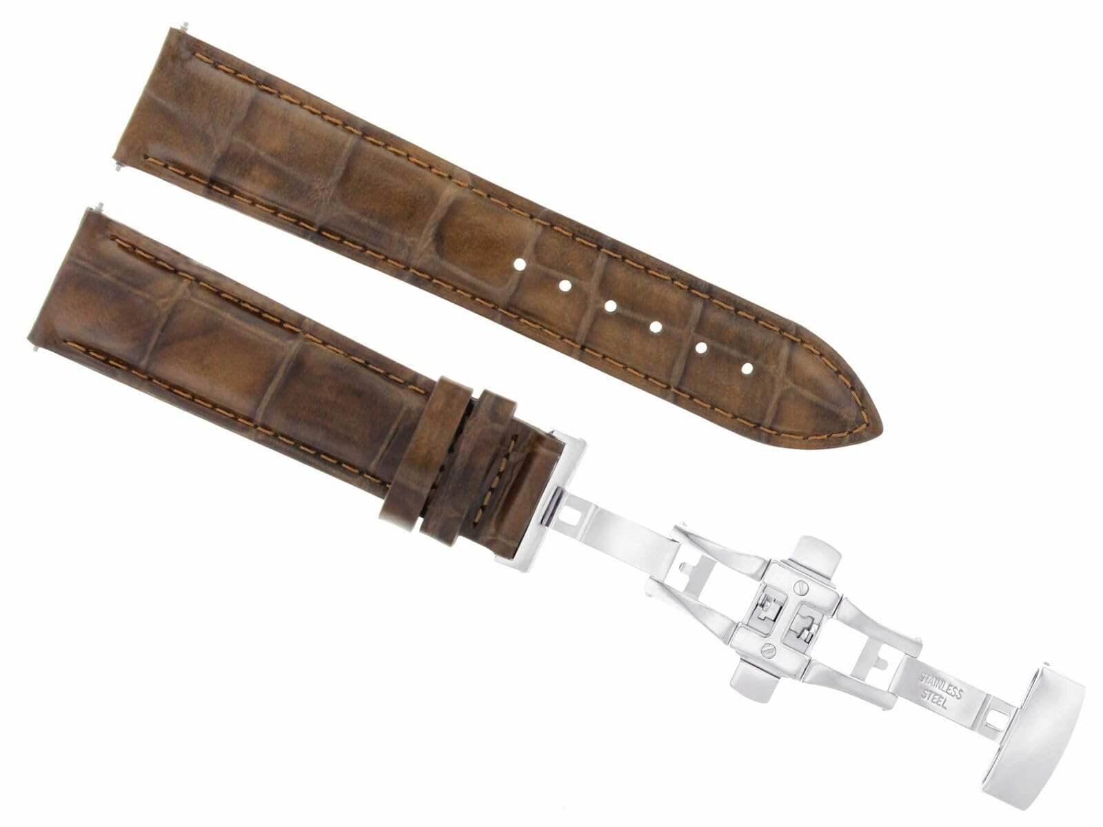 Ewatchparts 22MM LEATHER WATCH BAND STRAP COMPATIBLE WITH IWC PILOT PORTUGUESE TOP GUN + CLASP L/BROWN