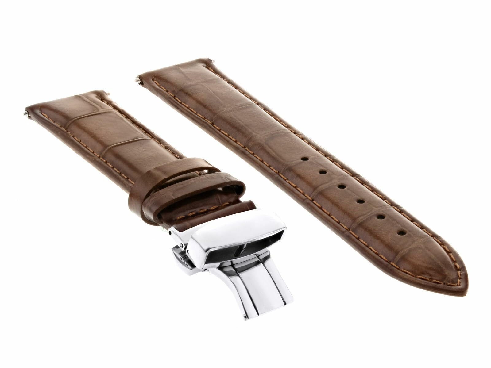 Ewatchparts 22MM LEATHER WATCH BAND STRAP COMPATIBLE WITH IWC PILOT PORTUGUESE TOP GUN + CLASP L/BROWN