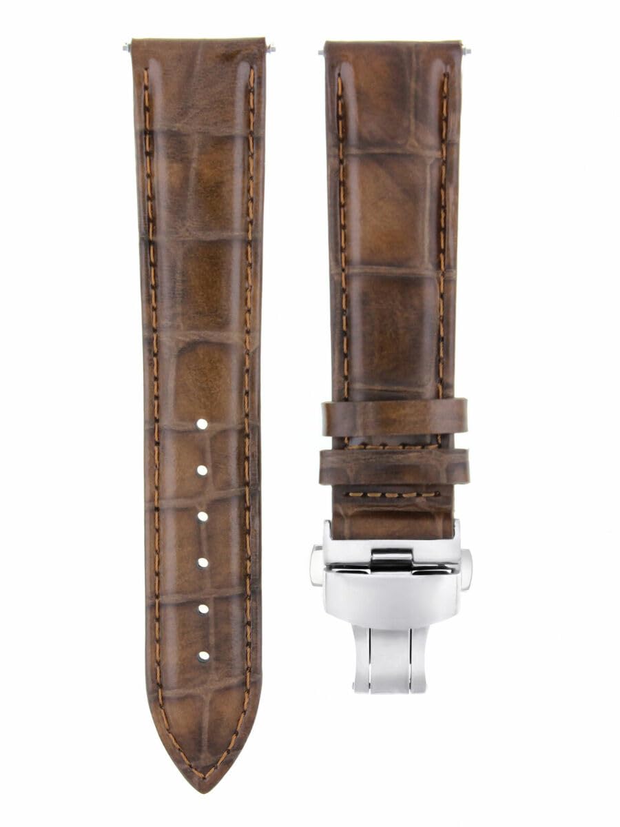 Ewatchparts 22MM LEATHER WATCH BAND STRAP COMPATIBLE WITH IWC PILOT PORTUGUESE TOP GUN + CLASP L/BROWN