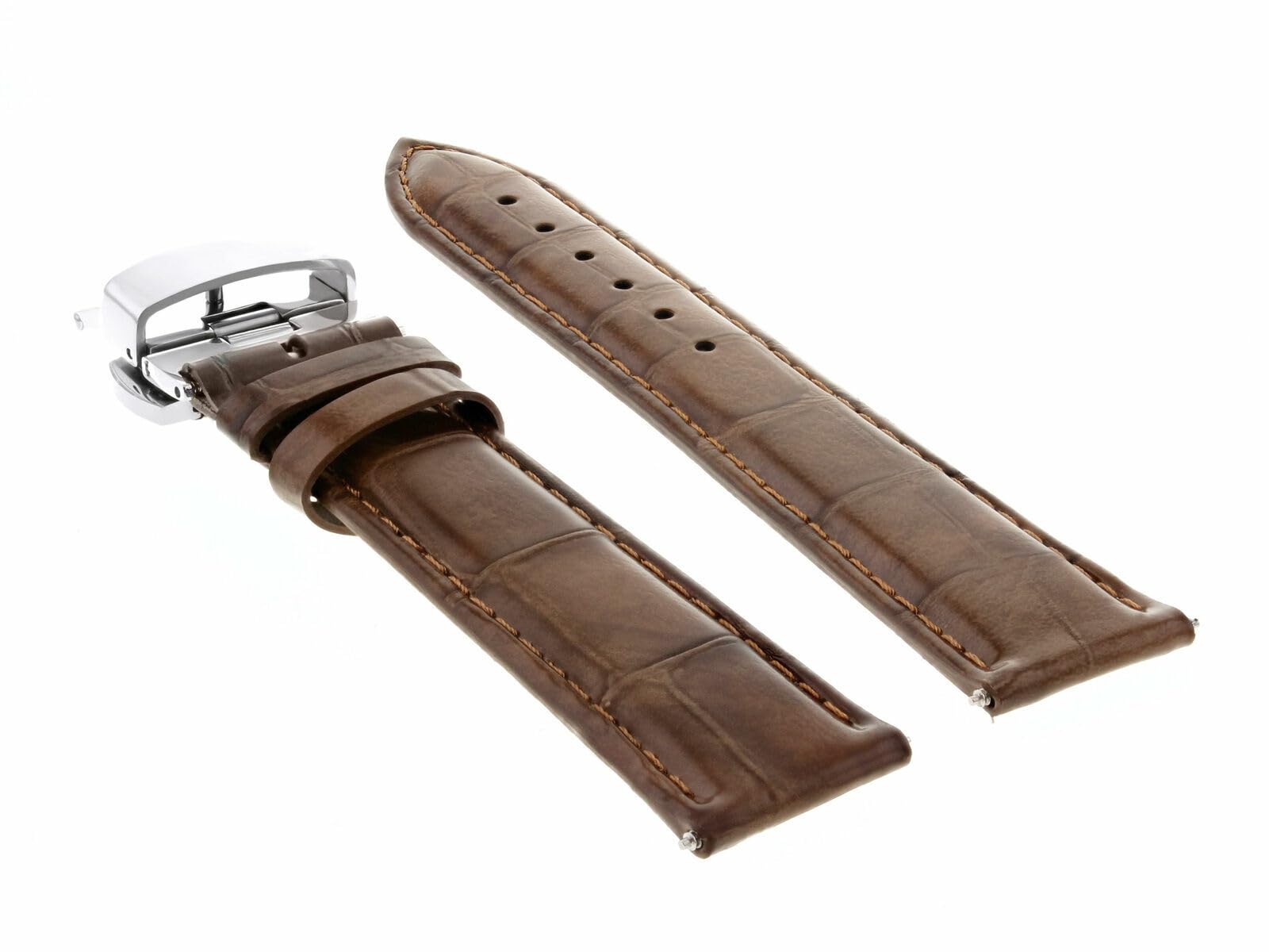 Ewatchparts 22MM LEATHER WATCH BAND STRAP COMPATIBLE WITH IWC PILOT PORTUGUESE TOP GUN + CLASP L/BROWN