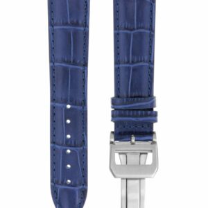 Ewatchparts 22MM LEATHER WATCH BAND STRAP COMPATIBLE WITH IWC PILOT PORTUGUESE DEPLOYMENT CLASP BLUE