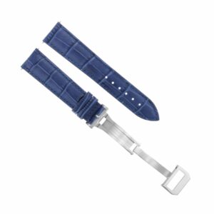 Ewatchparts 22MM LEATHER WATCH BAND STRAP COMPATIBLE WITH IWC PILOT PORTUGUESE DEPLOYMENT CLASP BLUE