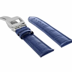 Ewatchparts 22MM LEATHER WATCH BAND STRAP COMPATIBLE WITH IWC PILOT PORTUGUESE DEPLOYMENT CLASP BLUE