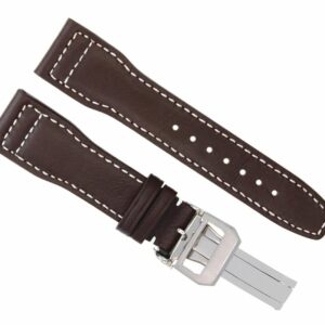 Ewatchparts 23MM LEATHER WATCH STRAP BAND COMPATIBLE WITH IWC PILOT PORTUGUESE TOP GUN SHINY CLASP BROWN