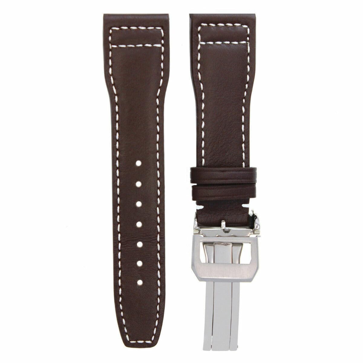 Ewatchparts 23MM LEATHER WATCH STRAP BAND COMPATIBLE WITH IWC PILOT PORTUGUESE TOP GUN SHINY CLASP BROWN