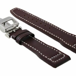 Ewatchparts 23MM LEATHER WATCH STRAP BAND COMPATIBLE WITH IWC PILOT PORTUGUESE TOP GUN SHINY CLASP BROWN