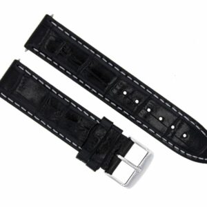 Ewatchparts 18MM GENUINE LEATHER WATCH BAND STRAP COMPATIBLE WITH IWC PILOT PORTUGUESE TOP GUN BLACK WS