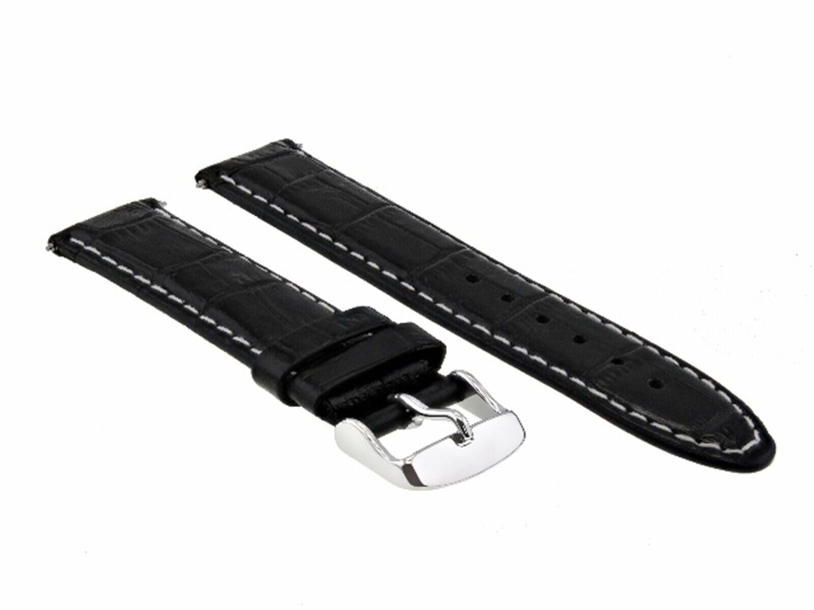 Ewatchparts 18MM GENUINE LEATHER WATCH BAND STRAP COMPATIBLE WITH IWC PILOT PORTUGUESE TOP GUN BLACK WS