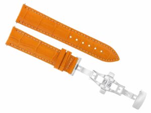 ewatchparts 19mm leather watch band strap compatible with iwc pilot portuguese deployment clasp orange w