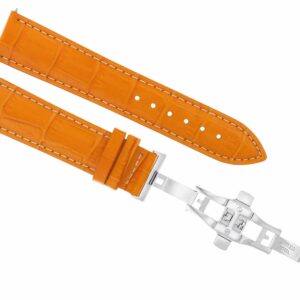 Ewatchparts 19MM LEATHER WATCH BAND STRAP COMPATIBLE WITH IWC PILOT PORTUGUESE DEPLOYMENT CLASP ORANGE W