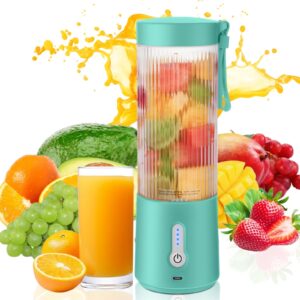 Binineew Portable Blender - 15oz Personal Blender Shakes and Smoothies USB Rechargeable - Multifunction Small Fruit Juicer Cup Kitchen Travel Camping Gym Office Baby Food (Blue)