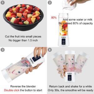 Portable Blender for Shakes and Smoothies, 13.5 Oz Personal Blender USB Rechargeable Small Smoothie Blender (White)