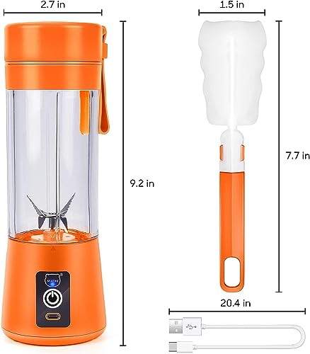 Portable Blender, MIAOKE Personal Mini Juice Blender, USB Rchargeable Juicer Cup with Six Blades in 3D, Smoothie Blender Home/Office/Outdoors- Orange