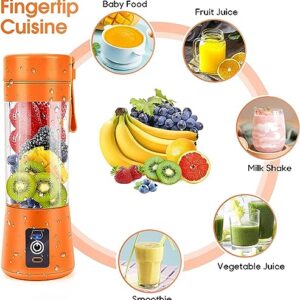 Portable Blender, MIAOKE Personal Mini Juice Blender, USB Rchargeable Juicer Cup with Six Blades in 3D, Smoothie Blender Home/Office/Outdoors- Orange