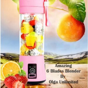 380ml Portable Blender,Travel Blender,Mini Blender,Personal Mixer Fruit Rechargeable with USB, for shakes and smoothies (Pink)