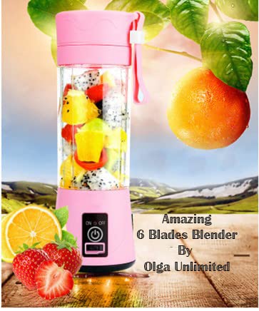 380ml Portable Blender,Travel Blender,Mini Blender,Personal Mixer Fruit Rechargeable with USB, for shakes and smoothies (Pink)