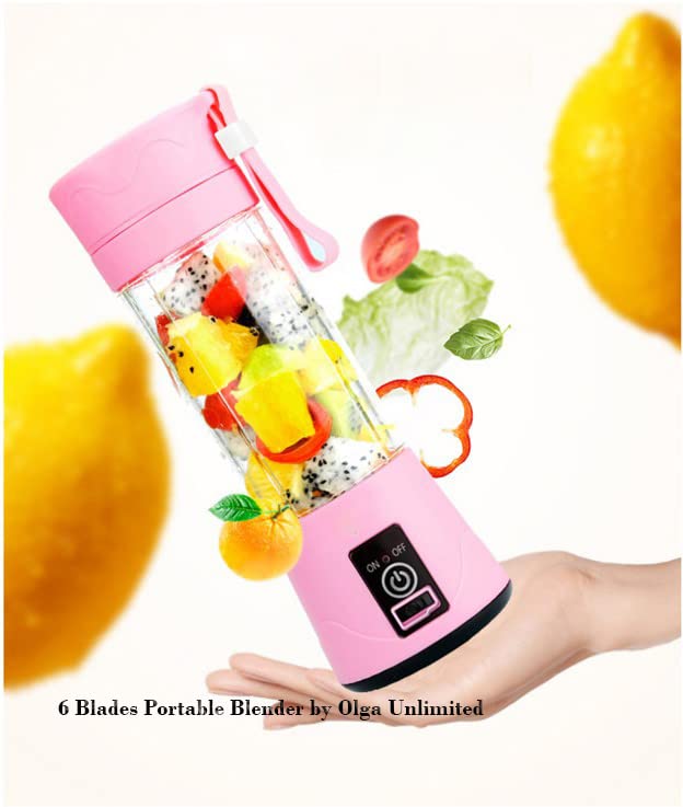 380ml Portable Blender,Travel Blender,Mini Blender,Personal Mixer Fruit Rechargeable with USB, for shakes and smoothies (Pink)