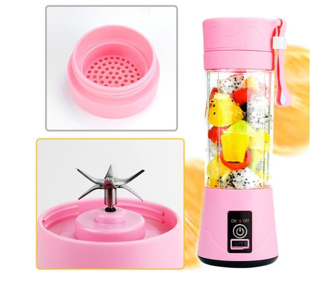 380ml Portable Blender,Travel Blender,Mini Blender,Personal Mixer Fruit Rechargeable with USB, for shakes and smoothies (Pink)