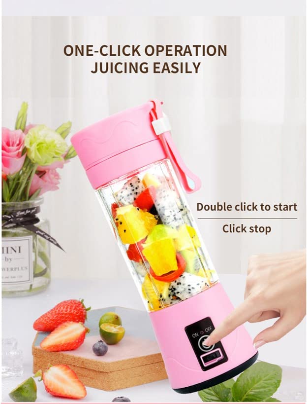 380ml Portable Blender,Travel Blender,Mini Blender,Personal Mixer Fruit Rechargeable with USB, for shakes and smoothies (Pink)