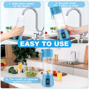 GUCABE Portable Blender, Personal Blender for Milkshakes and Smoothies, Mini Juice Blender with USB Charging, Smoothie Blender 380ML (blue)