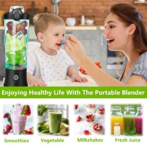 Binineew Portable Blender - 20oz Powerful Personal Blender Shakes and Smoothies USB Rechargeable - Efficient Safe On The Go Fruit Juicer Cup Kitchen Baby Food Office Gym Sport Travel (Black)