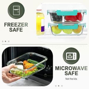 KOMUEE 10 Packs 30 oz Glass Meal Prep Containers,Glass Food Storage Containers with Lids,Airtight Glass Lunch Bento Boxes, Microwave, Oven, Freezer and Dishwasher,Green