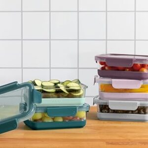 Ello Duraglass 10Pc Glass Meal Prep Container Set with Silicone Boot, Airtight Lids - BPA-Free, Dishwasher Safe