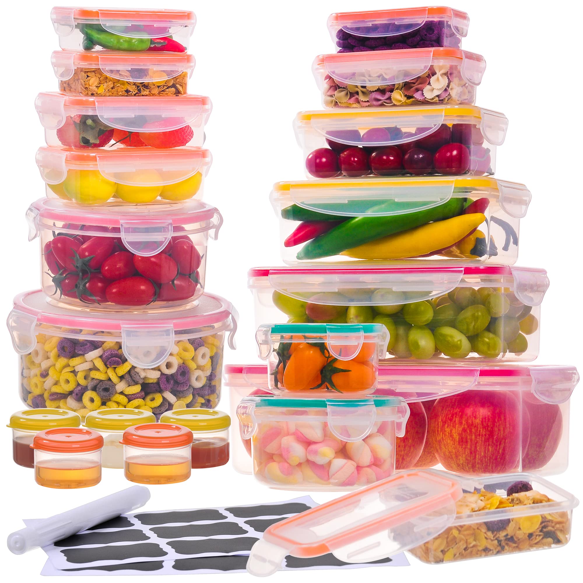 38 Pcs Large Food storage containers-85 oz to Small Container Stackable Kitchen storage bowls sets-BPA Free Leak proof Plastic food Storage Containers with lids airtight-Microwave freezer safe