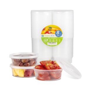 TashiBox [8 oz-50 Sets Plastic food storage containers with lids airtight, BPA Free, Microwave/Dishwasher/Freezer Safe/