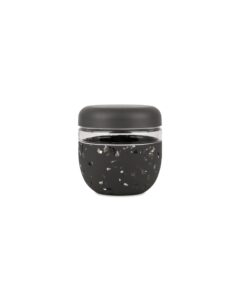 w&p porter seal tight glass food storage container with lid, terrazzo charcoal 24oz, leak & spill proof meal prep container, microwave & dishwasher safe, borosilicate glass