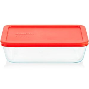 pyrex simply store glass food storage container, snug fit non-toxic plastic bpa-free lids, freezer dishwasher microwave safe, 6 cup