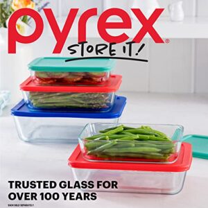 Pyrex Simply Store Glass Food Storage Container, Snug Fit Non-Toxic Plastic BPA-Free Lids, Freezer Dishwasher Microwave Safe, 6 Cup